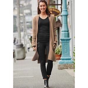 Athleta Womens 12 Black Ponte Moto Mid Rise Stretch Zip Legging Athletic Pants